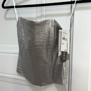 Silver Croc-Embossed Women's Top